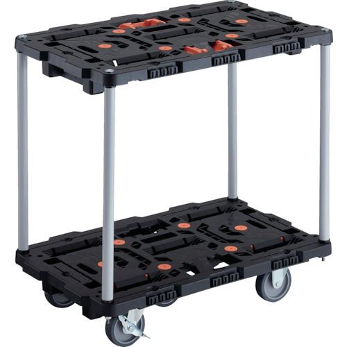 ■TRUSCO 連結式樹脂製2段台車 ビートル 700X450 自在3輪 内2輪ストッパー付 とめたろう付 ハンドルなし〔品番:BT720J3S2E100T〕【2360468:0】[直送DS][店頭受取不可]