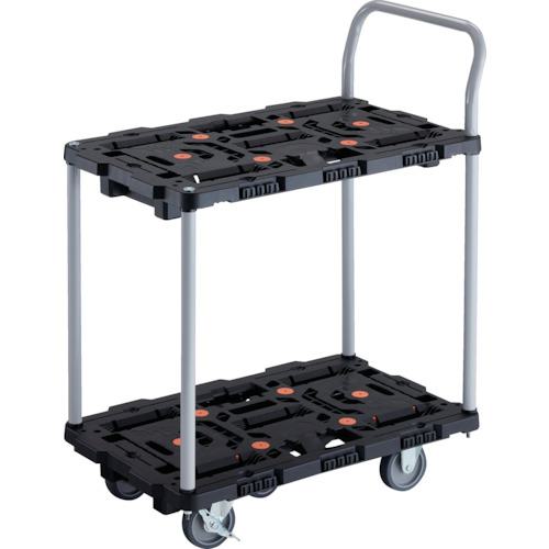 ■TRUSCO 連結式樹脂製2段台車 ビートル 700X450 自在3輪 内2輪ストッパー付 ハンドル付〔品番:BT724J3S2E100〕【2360476:0】[直送DS][店頭受取不可]