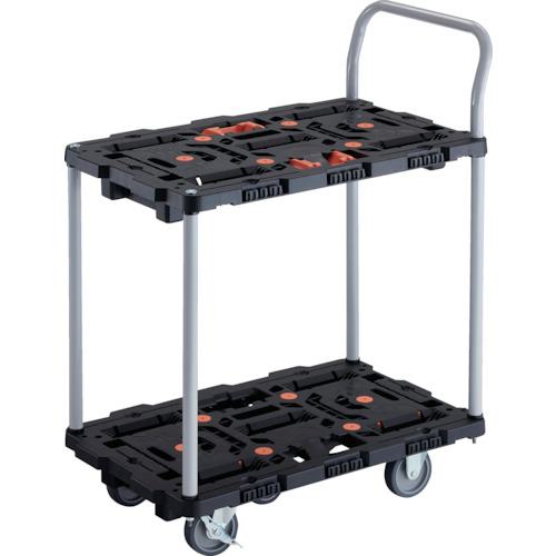 ■TRUSCO 連結式樹脂製2段台車 ビートル 700X450 自在3輪 内2輪ストッパー付 とめたろう ハンドル付〔品番:BT724J3S2E100T〕【2360481:0】[直送DS][店頭受取不可]