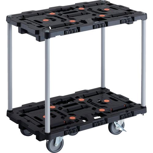 ■TRUSCO 連結式樹脂製2段台車 ビートル 700X450 自在5輪 内2輪ストッパー付 ハンドルなし〔品番:BT720J5S2E100〕【2360484:0】[直送DS][店頭受取不可]