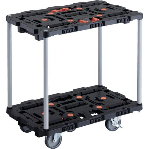 ■TRUSCO 連結式樹脂製2段台車 ビートル 700X450 自在5輪 内2輪ストッパー付 とめたろう付 ハンドルなし〔品番:BT720J5S2E100T〕【2360506:0】[直送DS][店頭受取不可]