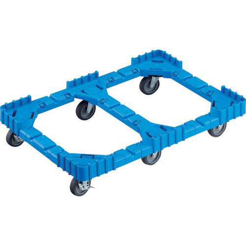 ■TRUSCO OCドーリー 75Lオリコン用 エラストマー車輪 6輪自在ストッパー付 ブルー〔品番:OCD75ASB〕【2446303:0】[店頭受取不可]
