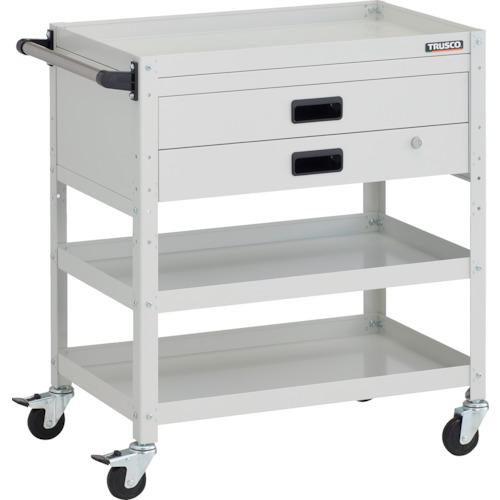 TRUSCO ツールワゴン ラビットワゴン 700X450XH810 3段 1段引出付 ハンドル付 ゴム車輪 ホワイト RBW-873VH W トラスコ TRUSCO ツールワゴン ラビットワゴン 700X450XH810 1段引出