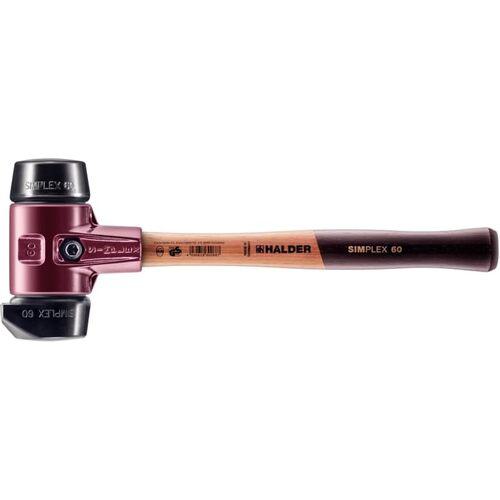 ■HALDER SIMPLEX プラスチックハンマー 鋳鉄ハウジング、木製ハンドル 径(60)mm (自立タイプ)ゴム複合材(黒)・ゴム複合材(黒)〔品番:3022.260〕【2522565:0】[店頭受取不可]