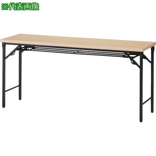 ■TRUSCO 折りたたみ会議テーブル 1800X600XH700 棚板付 ナチュラル〔品番:TSTT1860C〕【2555343:0】[直送DS][店頭受取不可]