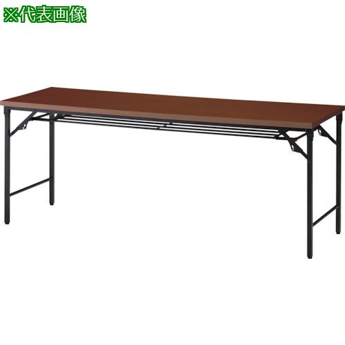 ■TRUSCO 折りたたみ会議テーブル 1800X450XH700 棚板付 ウォールナット〔品番:TSTT1845WN〕【2555364:0】[直送DS][店頭受取不可]