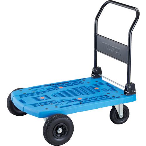 ■TRUSCO 樹脂台車 カルティオビッグオフロード 900X600 ノーパンクタイヤ ブルー〔品番:MPK906NORB〕【2558866:0】[直送DS][店頭受取不可]