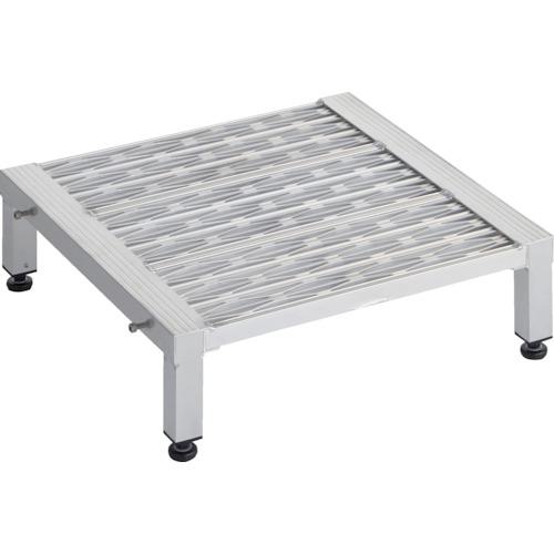 ■TRUSCO 高床式アルミ製ステップ グレーチング仕様 600X600XH190~220〔品番:TFSGH0660AL〕【2579912:0】[店頭受取不可]
