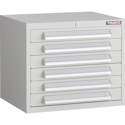 ■TRUSCO WLVR型キャビネット 500X412XH420 引出6段 ホワイト色〔品番:WLVR421W〕【2638994:0】[店頭受取不可]