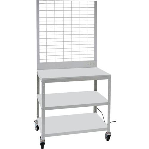 ■TRUSCO スーパーラックデスク型メッシュパネル式 コンセント付 ウレタン車輪付〔品番:BDD993L1TNCUW〕【2664779:0】[直送DS][店頭受取不可]