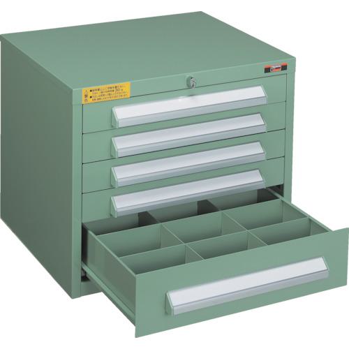 ■TRUSCO WLVR型キャビネット 500X412XH420 引出5段 緑〔品番:WLVR423〕【3011551:0】[店頭受取不可]