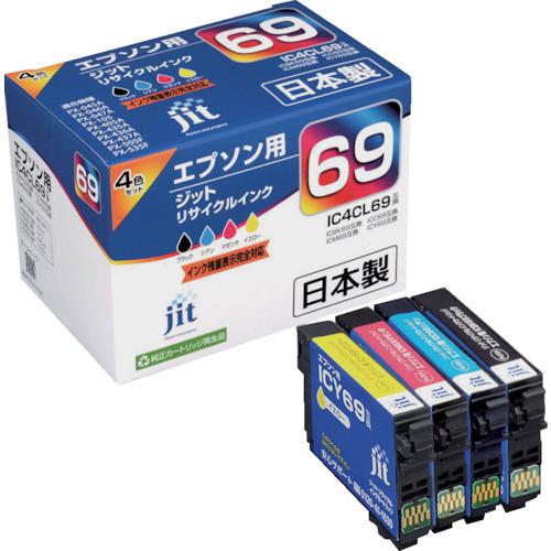 ■jit エプソン IC4CL69対応 ジットリサイクルインク JIT-E694P 4色入り〔品番:JITE694P〕【3237024:0】[店頭受取不可]