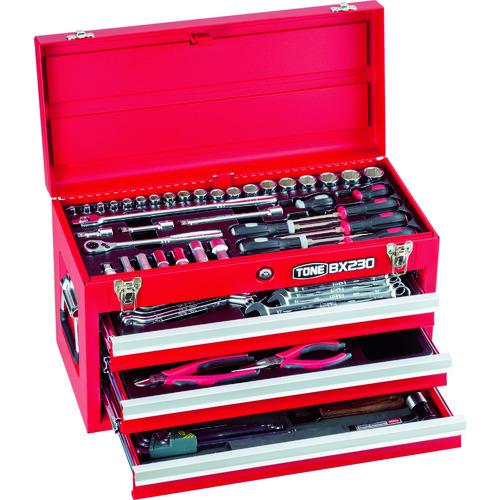 ■TONE 整備用工具セット ツールセット 差込角9.5mm 72点セット レッド〔品番:TSA350〕【3271455:0】[店頭受取不可]