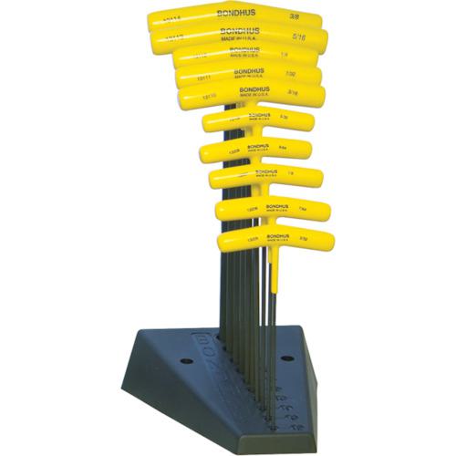 ■BONDHUS ボールポイント六角T-ハンドル インチ セット10本組(3/32-3/8+スタンド) No.13190〔品番:BTX10S〕【3275043:0】[店頭受取不可]