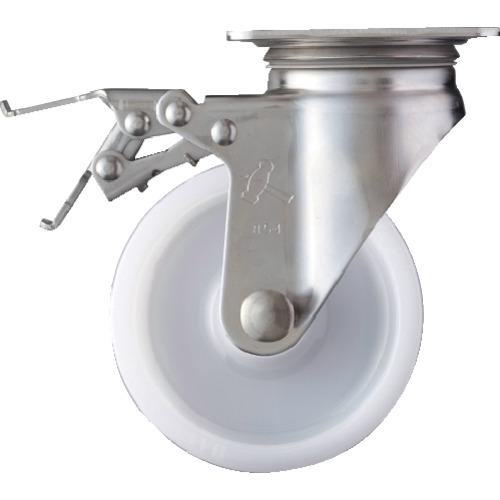 ■ハンマー Sシリーズオールステンレス 旋回式ナイロン車輪 125mm ストッパー付〔品番:315SN125〕【3300986:0】[店頭受取不可]
