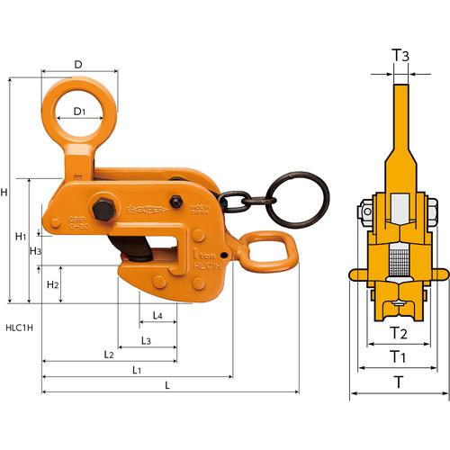 ■スーパー 横吊クランプ(ロックハンドル式)ワイドタイプ 基本使用荷重3.0t〔品番:HLC3WH〕【3314669:0】[店頭受取不可]_1