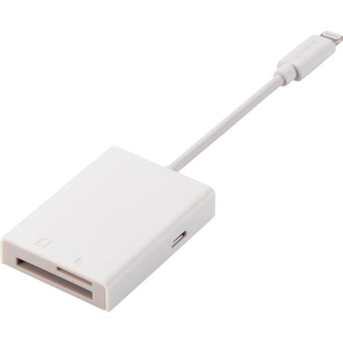■ELECOM Lightningカードリーダー SD+microSD対応 Type-C変換アダプタ ケーブル7cm〔品番:MRLC201WH〕【3377650:0】[店頭受取不可]