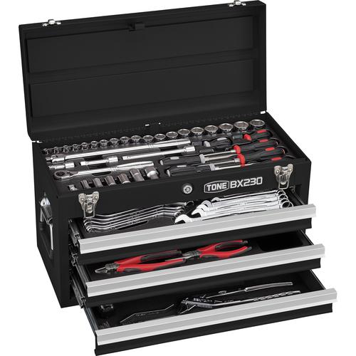■TONE 整備用工具セット ツールセット 差込角9.5mm 72点セット マットブラック〔品番:TSA350BK〕【3378314:0】[店頭受取不可]