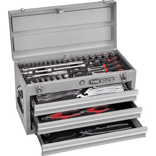 ■TONE 整備用工具セット ツールセット 差込角9.5mm 72点セット シルバー〔品番:TSA350SV〕【3378322:0】[店頭受取不可]