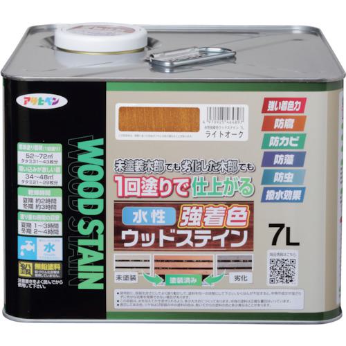 ■アサヒペン 水性強着色ウッドステイン 7L ライトオーク〔品番:464897〕【3579442:0】[店頭受取不可]