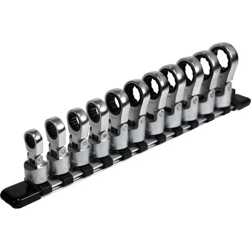 ■TONE フレックスラチェットめがねソケットセット(ホルダー付) 差込角9.5mm 11点セット〔品番:HRM311F〕【3592043:0】[店頭受取不可]