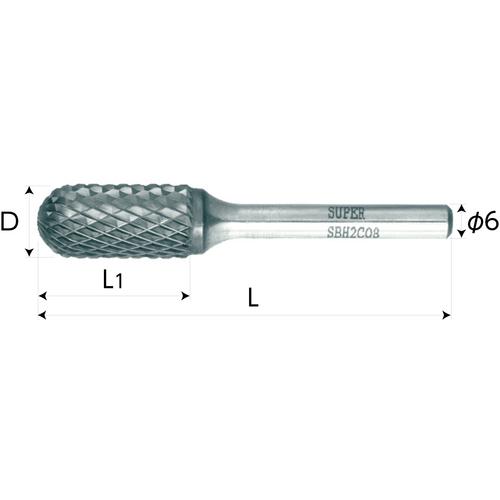 ■スーパー スーパー超硬バー 重切削用 ロー付タイプ テーパー型 刃径:12.7mm 軸径:6.0mm〔品番:SBH7C04〕【3615316:0】[店頭受取不可]_2