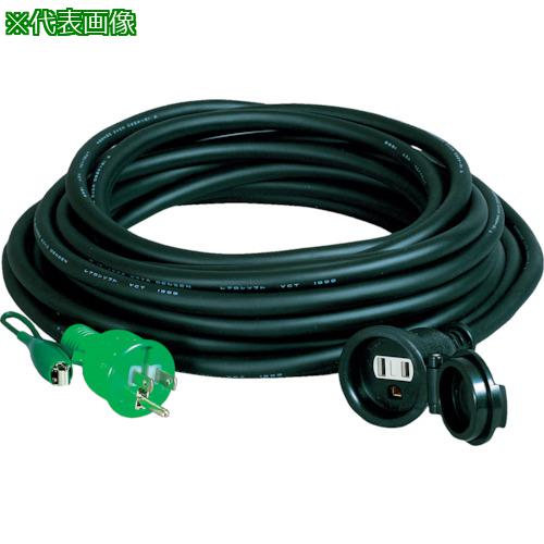 ■NICHIDO シングルポッキン延長コード 防雨型シングルポッキン アース付 防雨キャップ付 30m 極太ソフト電線SVCT2.0〔品番:PSW30E〕【3686639:0】[店頭受取不可]