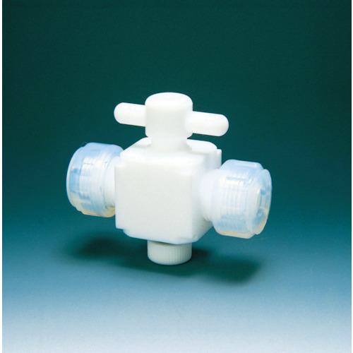 ■フロンケミカル フッ素樹脂(PTFE)二方バルブ接続12mm〔品番:NR0028004〕【3915409:0】[店頭受取不可]