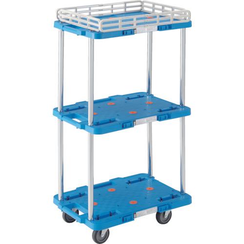 ■TRUSCO 樹脂製台車 ルートバン 3段式 こぼれ止め1段付 370X500 青〔品番:MPB503KB〕【4144252:0】[直送DS][店頭受取不可]