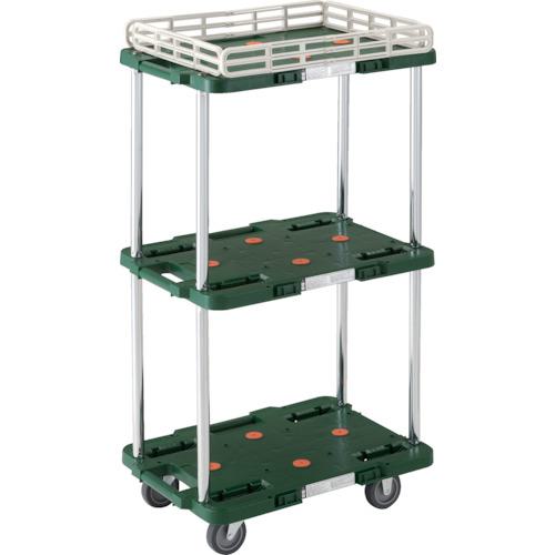 ■TRUSCO 樹脂製台車 ルートバン 3段式 こぼれ止め1段付 370X500 緑〔品番:MPB503KGN〕【4144261:0】[直送DS][店頭受取不可]