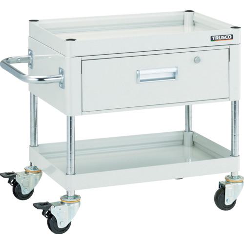 ＴＲＵＳＣＯ　ツールワゴン　ファルコンワゴン７５０Ｘ５００　ゴム車輪　ホワイト　　FAW-672-W　416-4245 ＴＲＵＳＣＯ ツールワゴン ファルコンワゴン７５０Ｘ５００ ２段引出