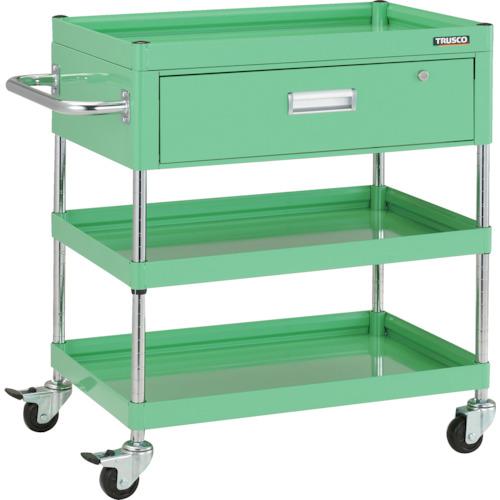 ■【在庫限り】TRUSCO ツールワゴン ファルコンワゴン750X500 1段引出付 ゴム車輪 ヤンググリーン〔品番:FAW973VYG〕【4164857:0】[直送DS][店頭受取不可]