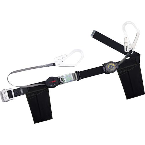 ■TSUYORON 胴ベルト型墜落制止用器具(巻取タイプ)補助ロープ2丁掛け仕様 ロック機構付きワン・ハンドリトラ+巻取式補助ロープ 黒 Mサイズ 幅50MM×長さ1200MM〔品番:TBORL2593SRBTBLKMBP〕【4250909:0】[店頭受取不可]