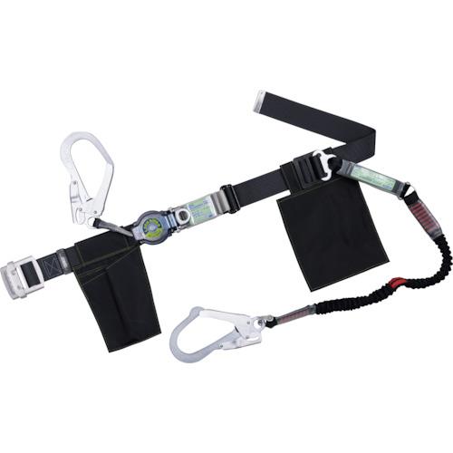 ■TSUYORON 胴ベルト型墜落制止用器具(巻取タイプ)ランヤード2丁掛け仕様 ロック機構付きロックリトラ+伸縮式ノビロン(BK)黒 Mサイズ 幅50MM×長さ1200MM〔品番:TB2LRL593NV5931BLKBKMBP〕【4250918:0】[店頭受取不可] 13,878円