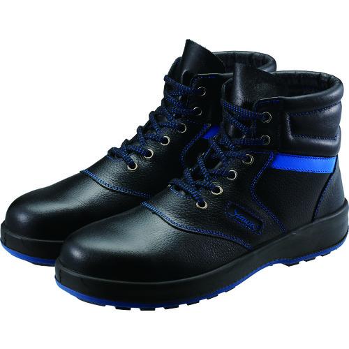 ■シモン 安全靴 中編上 SL22-BL黒/ブルー 24.5cm〔品番:SL22BL24.5〕【4351380:0】[店頭受取不可]