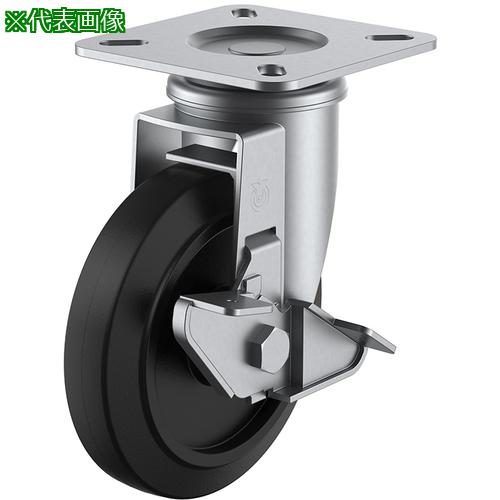■ユーエイ プレート式 自在 ステンレスキャスター ゴム 車輪径130mm ストッパー付き Jタイプ SUS-J-S型 取付寸法82×82(75×75)〔品番:SUSNRJ130S〕【4405757:0】[店頭受取不可]