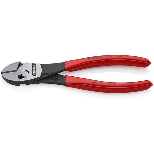 ■KNIPEX ツインフォースニッパー プラスチックハンドル 180mm〔品番:7371180〕【4468741:0】[店頭受取不可]