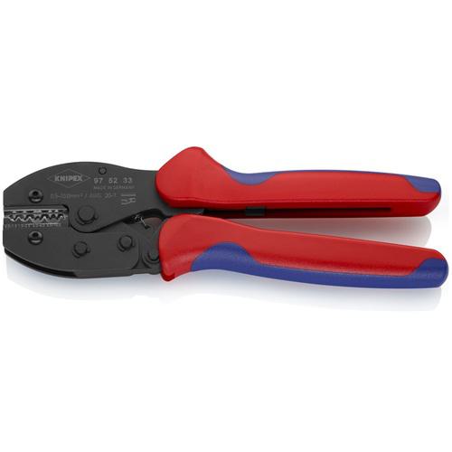 ■KNIPEX 圧着ペンチ プレシフォース 220mm 裸端子スリーブ、Buttコネクタ用〔品番:975233〕【4469771:0】[店頭受取不可]