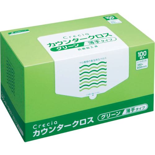■クレシア カウンタークロス 薄手タイプ グリーン〔品番:65412〕【4705181:0】[店頭受取不可]