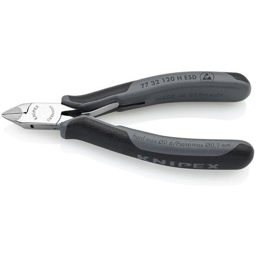 ■KNIPEX ESD超硬刃エレクトロニクスニッパー 120mm 静電気防止 小ベベル付き〔品番:7732120HESD〕【4713761:0】[店頭受取不可]