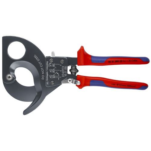 ■KNIPEX ラチェットケーブルカッター 280mm〔品番:9531280〕【4716361:0】[店頭受取不可]