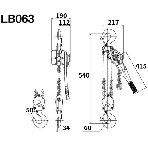 ■KITO レバーブロック L5形 定格荷重6.3t 揚程1.5m 高耐久・高操作性 【選べる定格荷重】 LB063〔品番:LB063〕【4854403:0】[店頭受取不可]_4