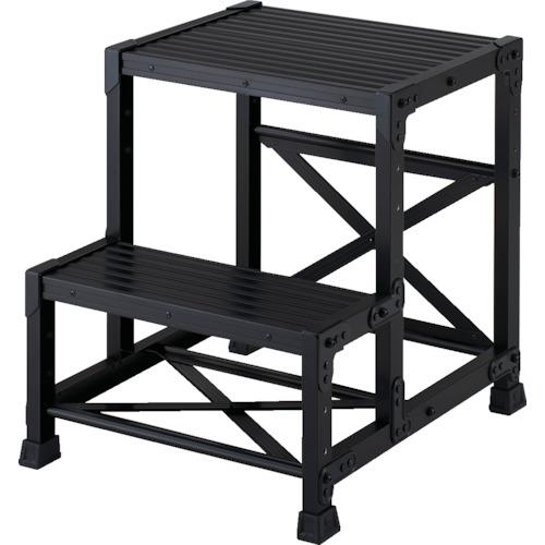 ■TRUSCO 作業用踏台 アルミ製・高強度タイプ 2段 ブラック〔品番:TSF256BK〕【4879597:0】[店頭受取不可]