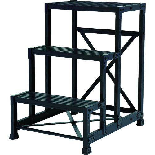 ■TRUSCO 作業用踏台 アルミ製・高強度タイプ 3段 ブラック〔品番:TSF369BK〕【4879601:0】[直送DS][店頭受取不可]