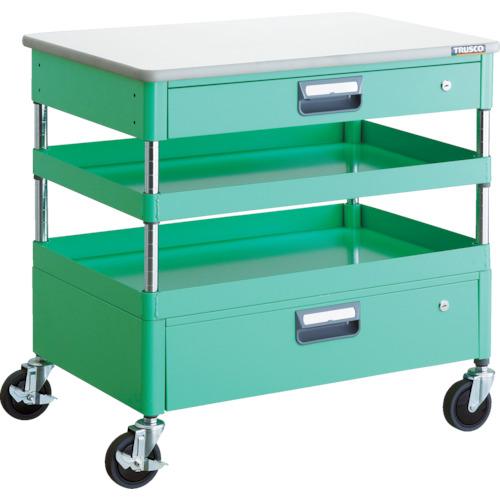 ■TRUSCO ツールワゴン フェニックスワゴン 省音 750X500XH740 引出 天板付 ヤンググリーン〔品番:PEW772VZTYG〕【4883551:0】[直送DS][店頭受取不可] 52,074円