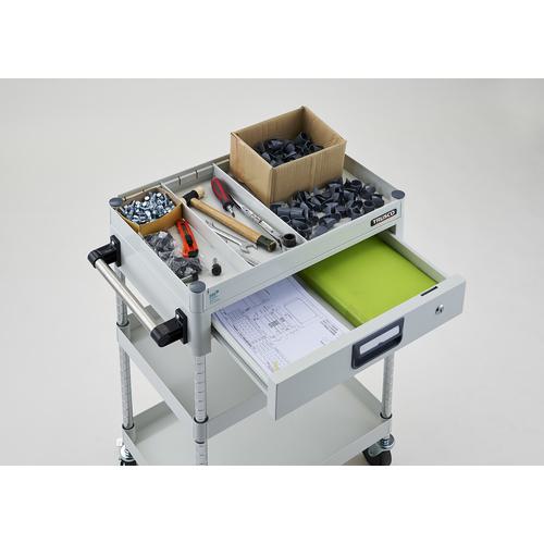 ■TRUSCO ツールワゴン フェニックスワゴン 省音 600X400 仕切2段付 引出付 ヤンググリーン〔品番:PEW963ZS2YG〕【4884434:0】[直送DS][店頭受取不可]_6