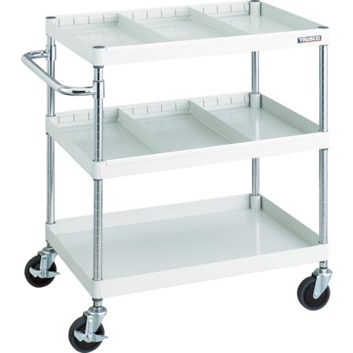 ■TRUSCO ツールワゴン フェニックスワゴン 省音 750X500 仕切2段付 ホワイト〔品番:PEW973S2W〕【4884884:0】[直送DS][店頭受取不可]