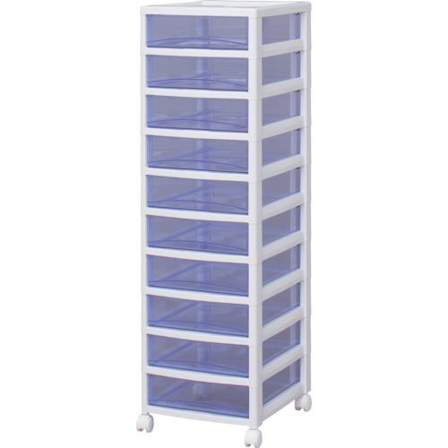 ■IRIS 221273 スーパークリアチェスト ホワイト/クリアブルー 10段タイプ〔品番:SCE1000BL〕【4943694:0】[直送DS][店頭受取不可]