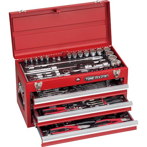 ■【在庫限り】TONE 整備用工具セット ツールセット レッド 間口508×奥行232×高さ302mm 87点セット〔品番:TSXT95023〕【4991740:0】[店頭受取不可]