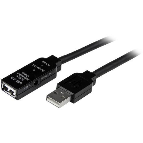 ■StarTech USBケーブル/A-A/5m/USB 2.0/アクティブ延長/オス・メス/BK〔品番:USB2AAEXT5M〕【5026329:0】[店頭受取不可]
